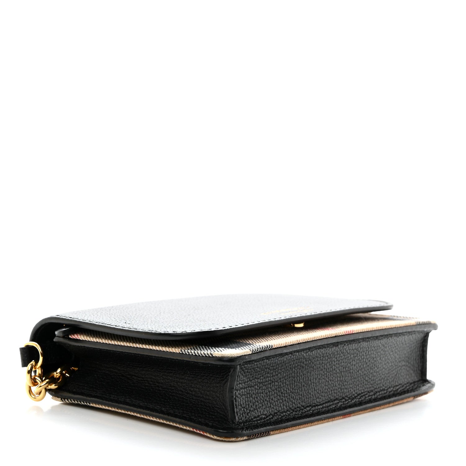 Burberry Derby Calfskin House Check Wallet On Chain Black 4 of 11
