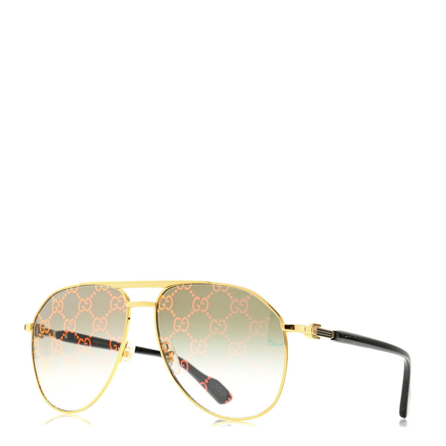 Gucci Metal Aviator Sunglasses GG1220S Gold Multicolor 1 of 7