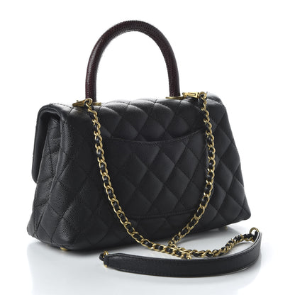 Chanel Caviar Lizard Embossed Quilted Mini Coco Handle Flap Black 3 of 10