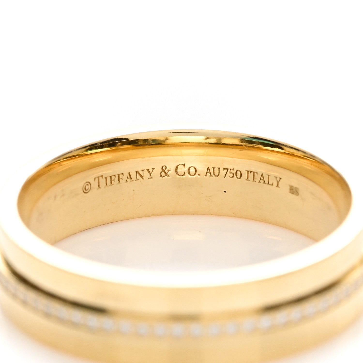 Tiffany 18K Yellow Gold Diamond Wide T Two Ring 58 8.5 3 of 3