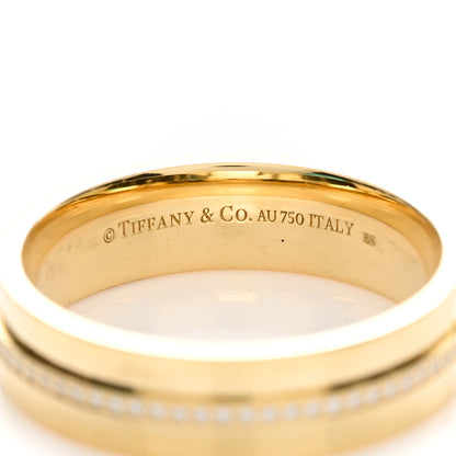 Tiffany 18K Yellow Gold Diamond Wide T Two Ring 58 8.5 3 of 3