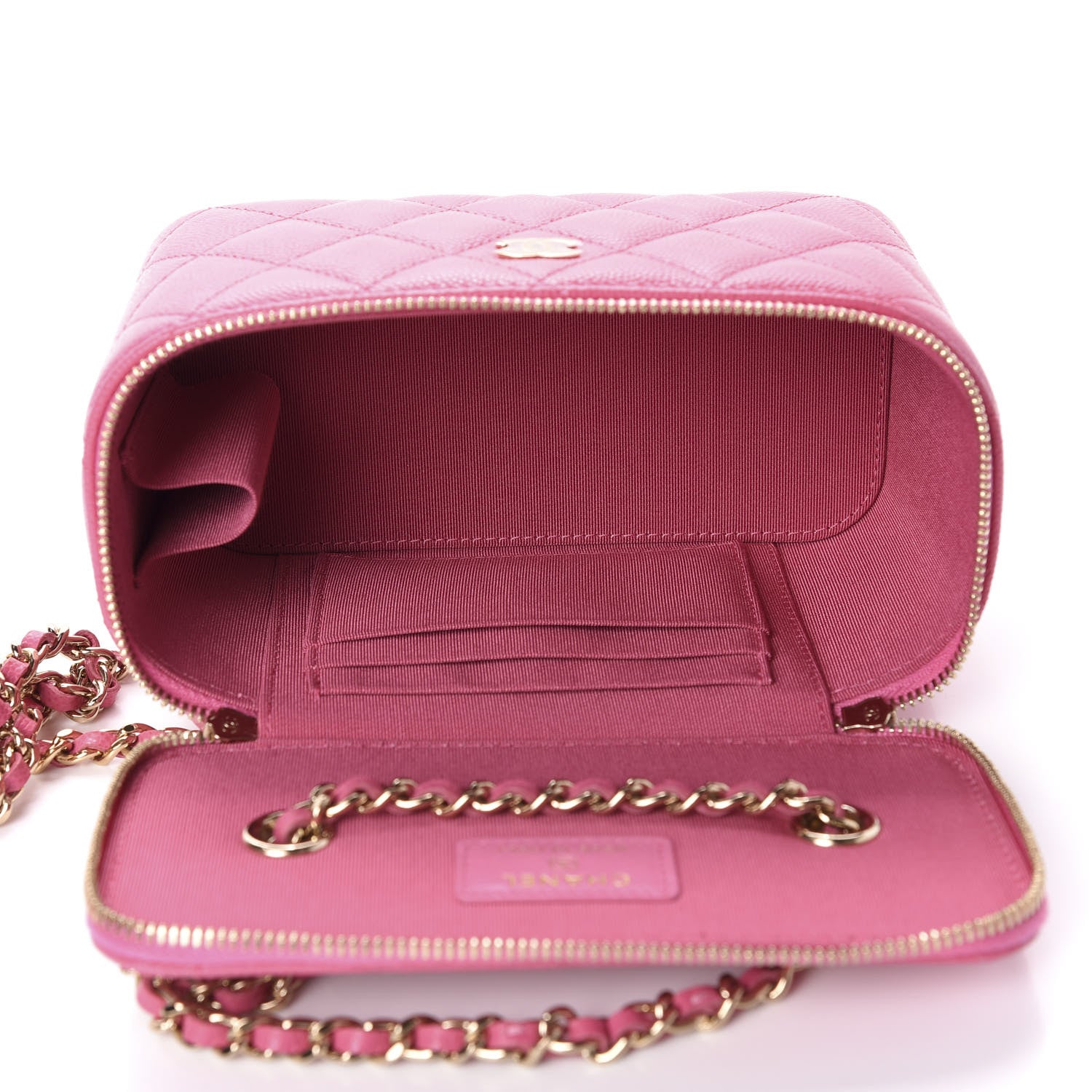 Chanel Caviar Quilted Small Vanity Case With Chain Pink 5 of 11