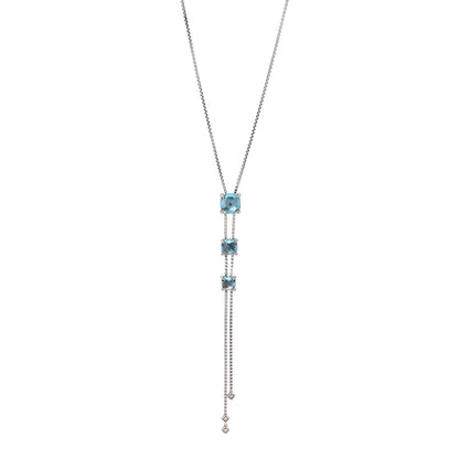 David Yurman Sterling Silver Diamond Blue Topaz Chatelaine Lariat Necklace 1 of 4