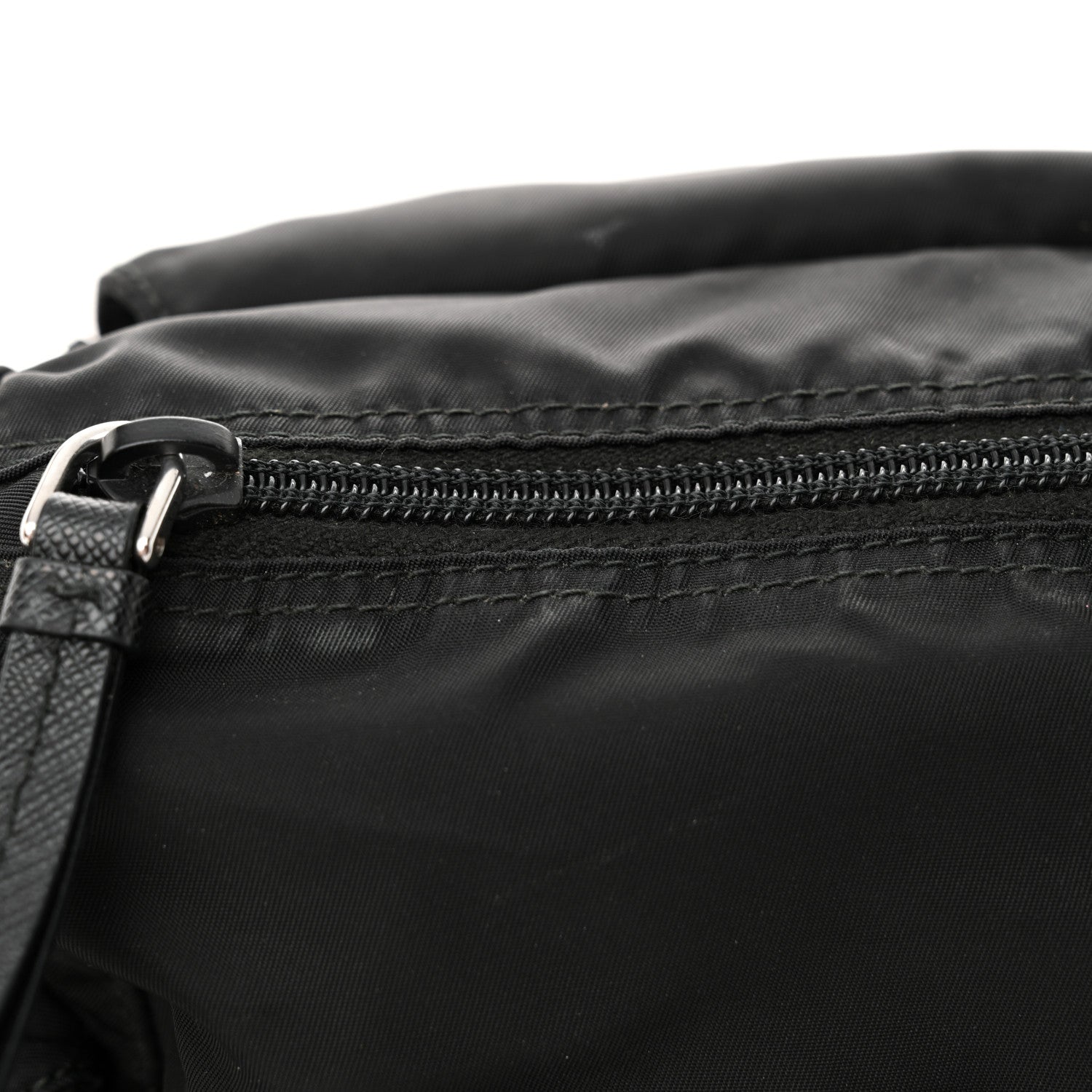Prada Nylon New Vela Studded Messenger Black White Black White 11 of 15