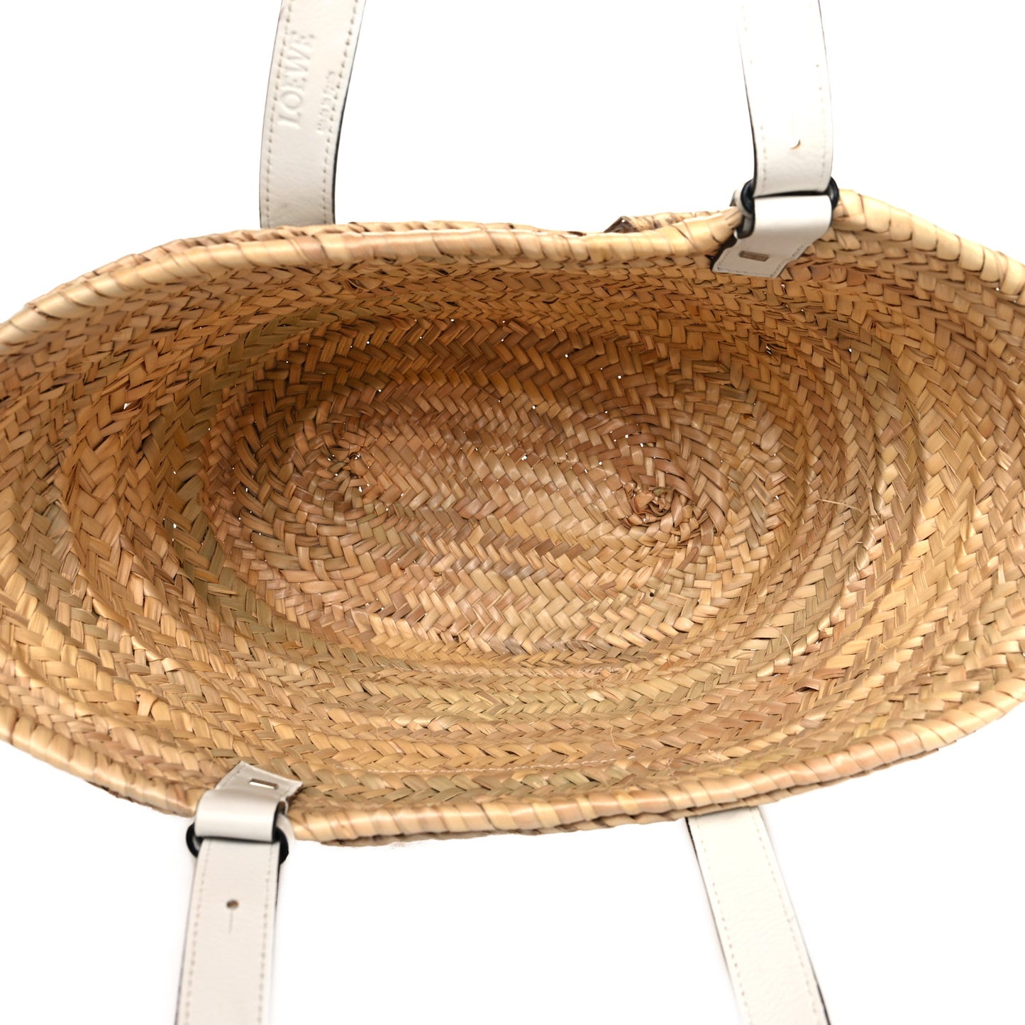 Raffia Basket Tote Bag Natural White