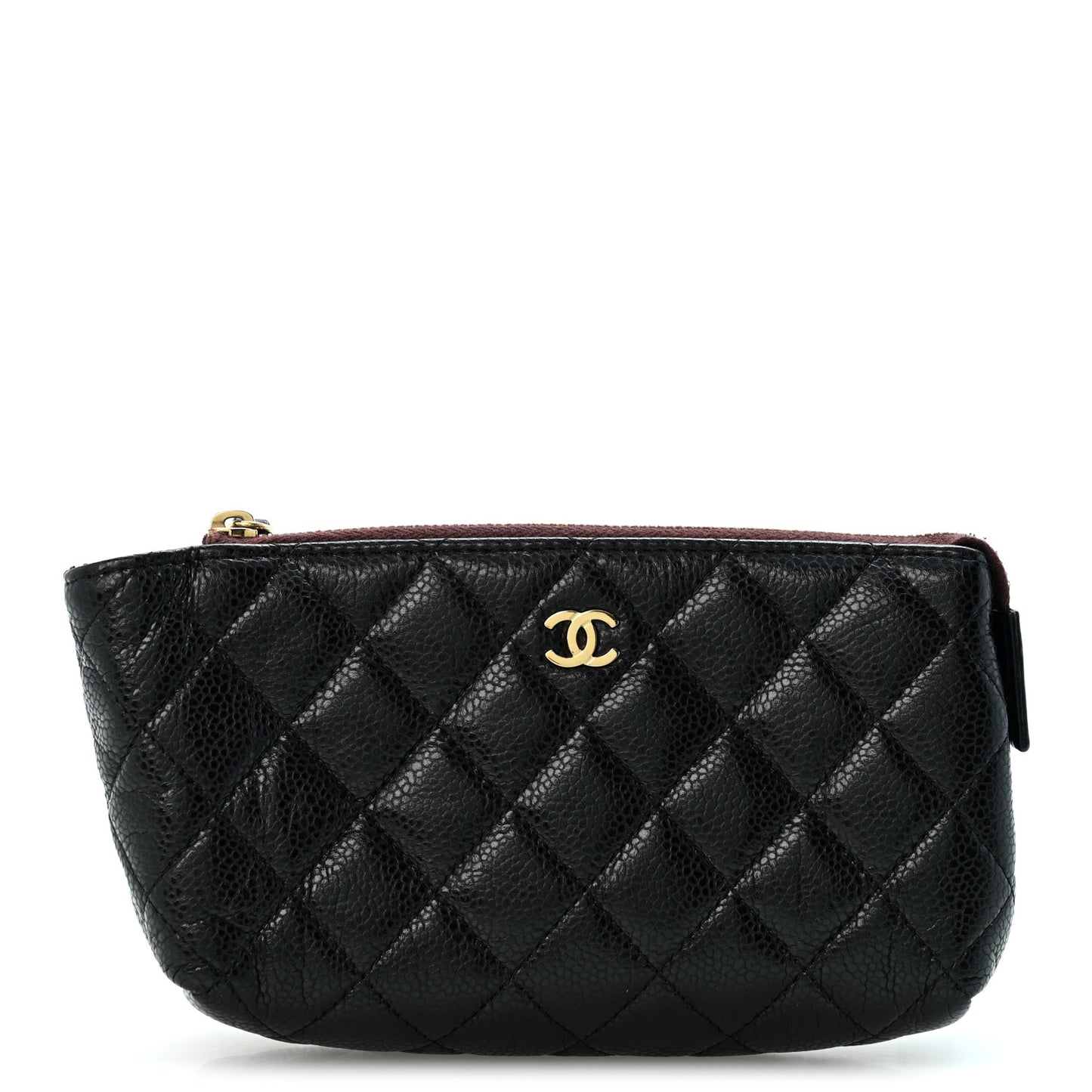 Caviar Quilted Zipped Cosmetic Case Black