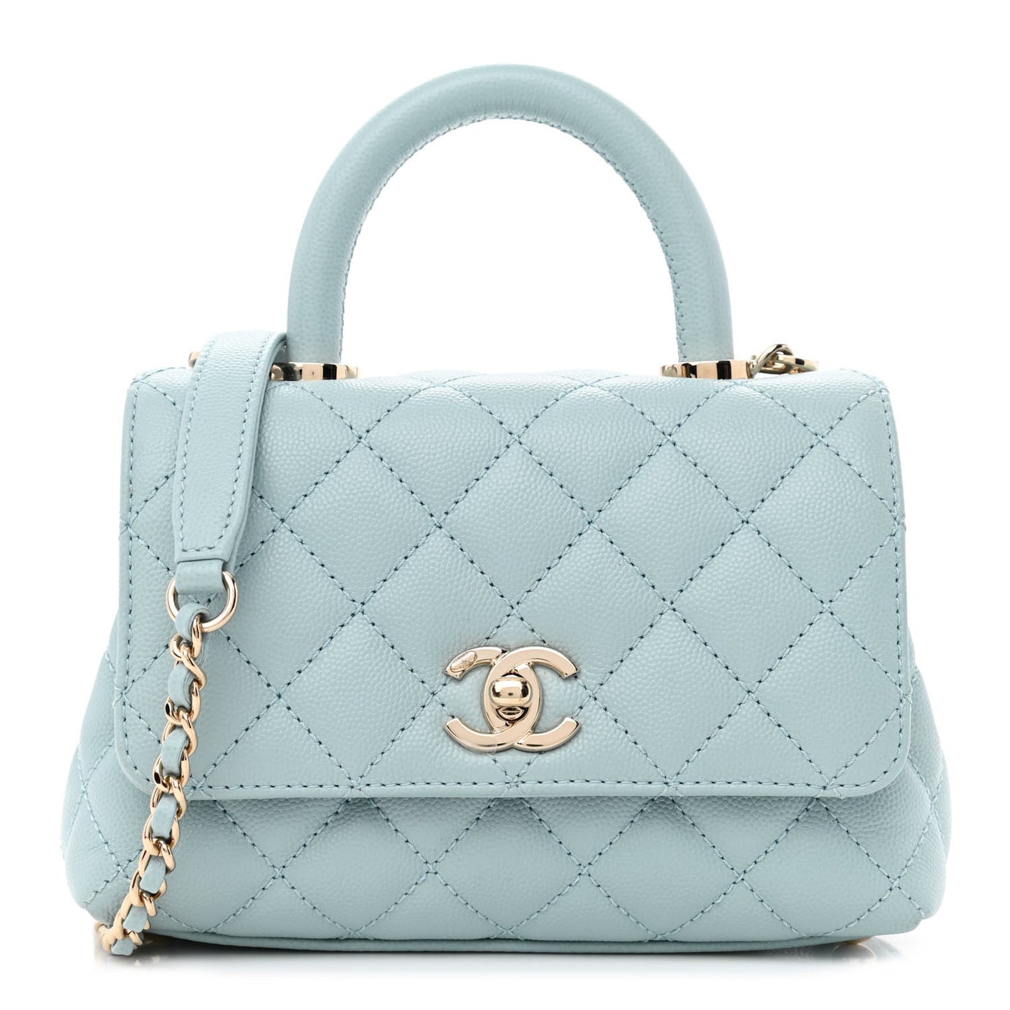Caviar Quilted Extra Mini Coco Handle Flap Light Blue