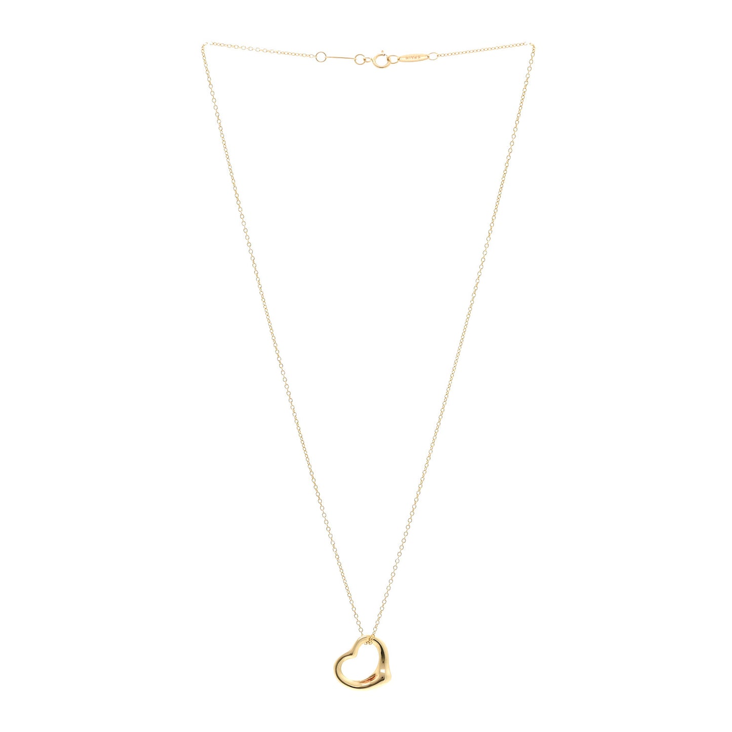 18K Yellow Gold 16mm Elsa Peretti Open Heart Pendant Necklace