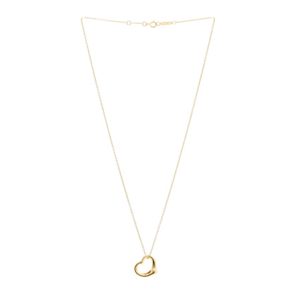 Tiffany 18K Yellow Gold 16mm Elsa Peretti Open Heart Pendant Necklace 3 of 6