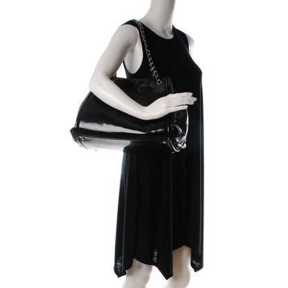 Chanel Vinyl Large Lipstick Ligne Accordion Tote Black 2 of 7