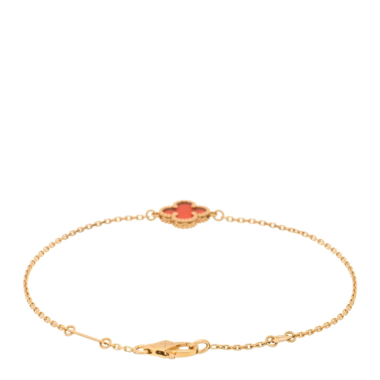 Van Cleef & Arpels 18K Rose Gold Carnelian Sweet Alhambra Bracelet 2 of 3