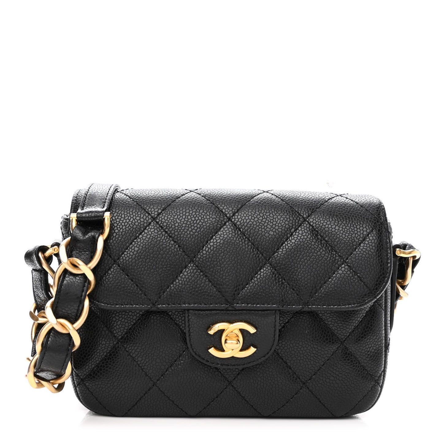 Caviar Quilted Mini Chain Flap Black