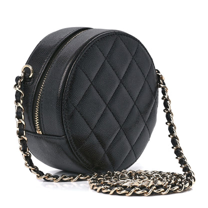 Chanel Caviar Quilted Gripoix CC Round Clutch With Chain Black 3 of 10