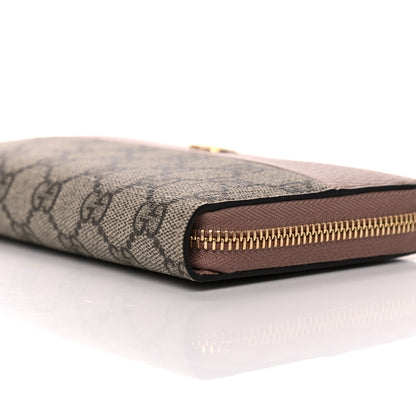 Gucci Dollar Calfskin GG Supreme Monogram GG Marmont Zip Around Wallet Porcelain Rose Beige Ebony 6 of 10