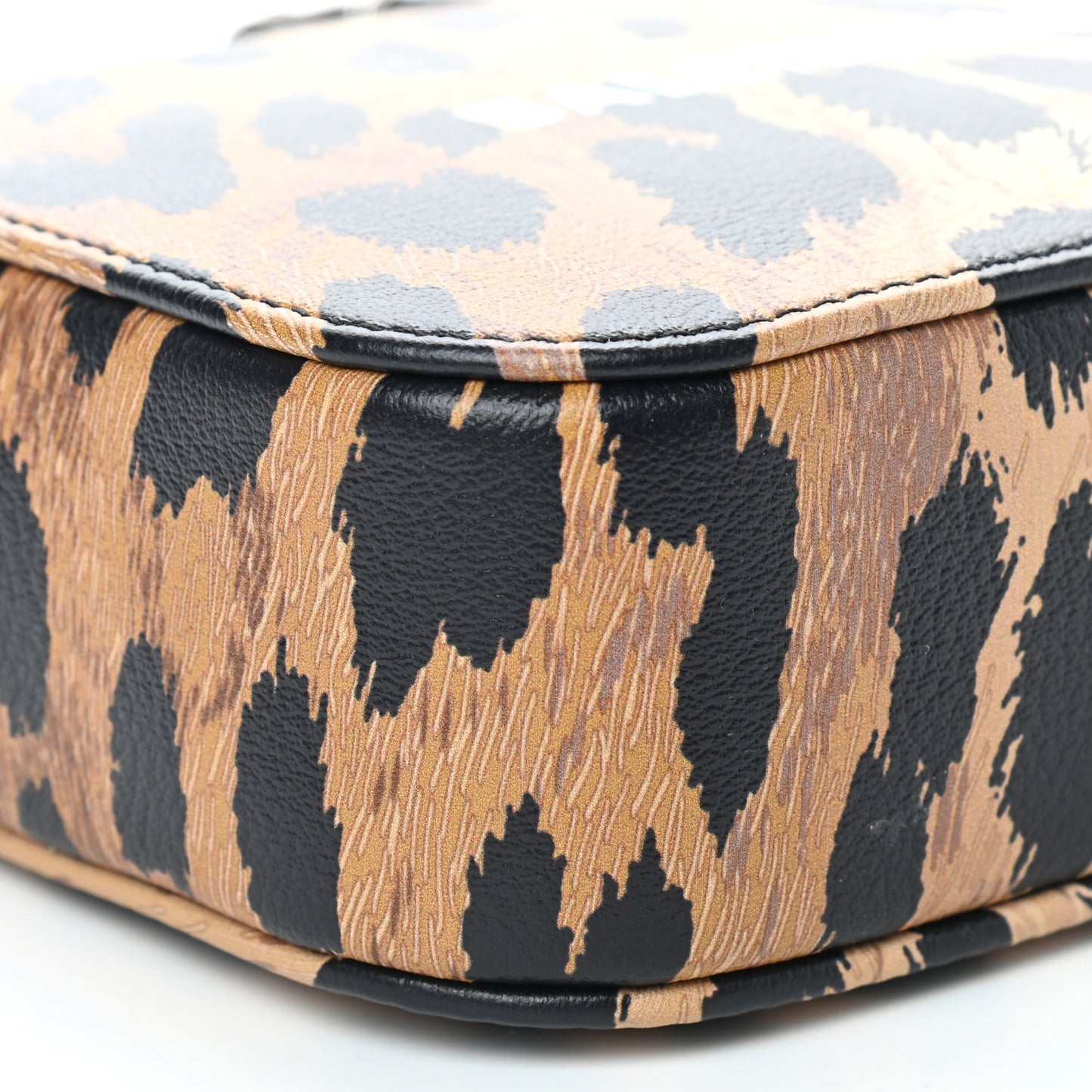 Calfskin Printed Leopard XS Everyday Camera Bag Beige White