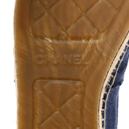 Chanel Denim Toile CC Espadrilles 41 Navy Black 7 of 9