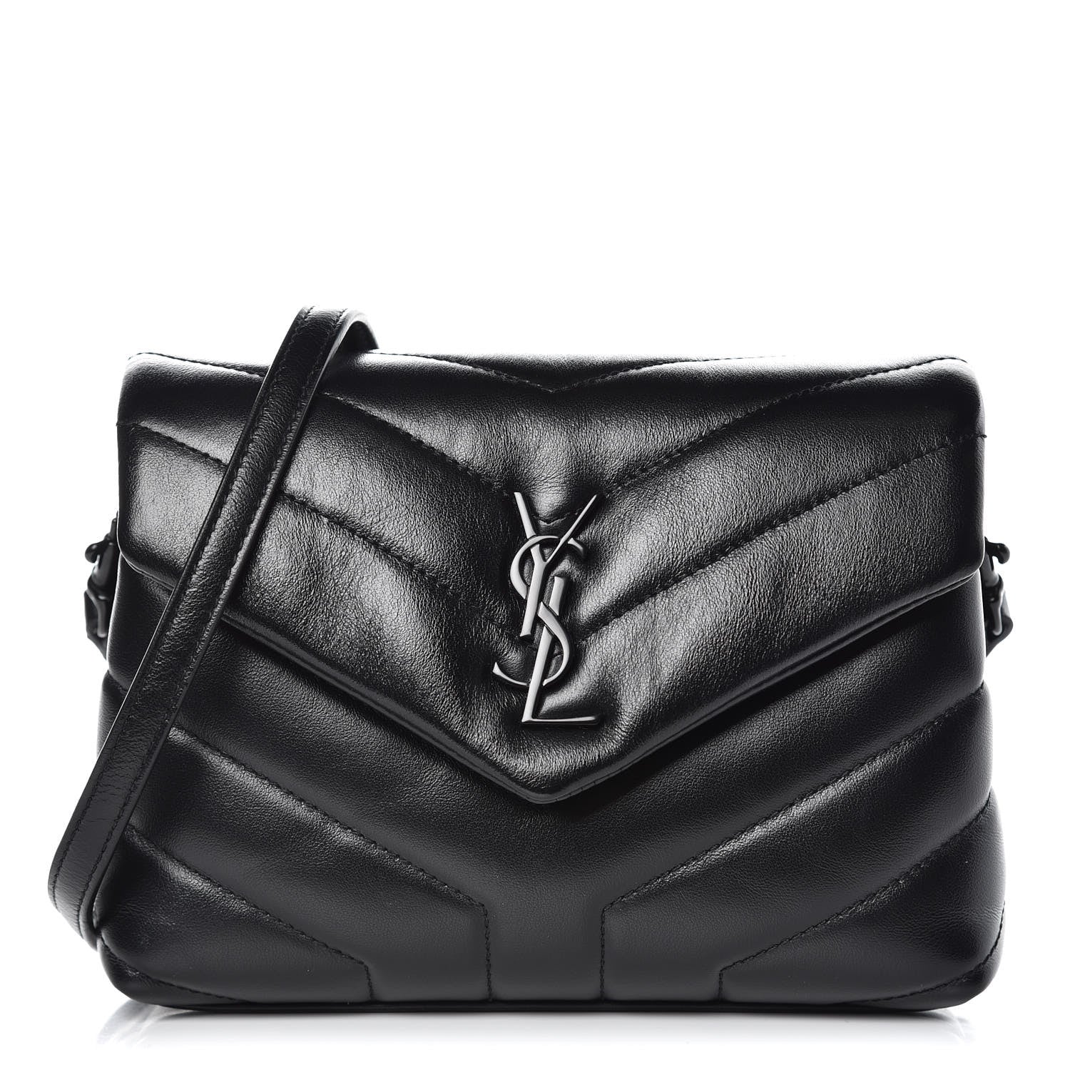 Saint Laurent Calfskin Y Quilted Monogram Toy Loulou Crossbody Bag Black 1 of 8