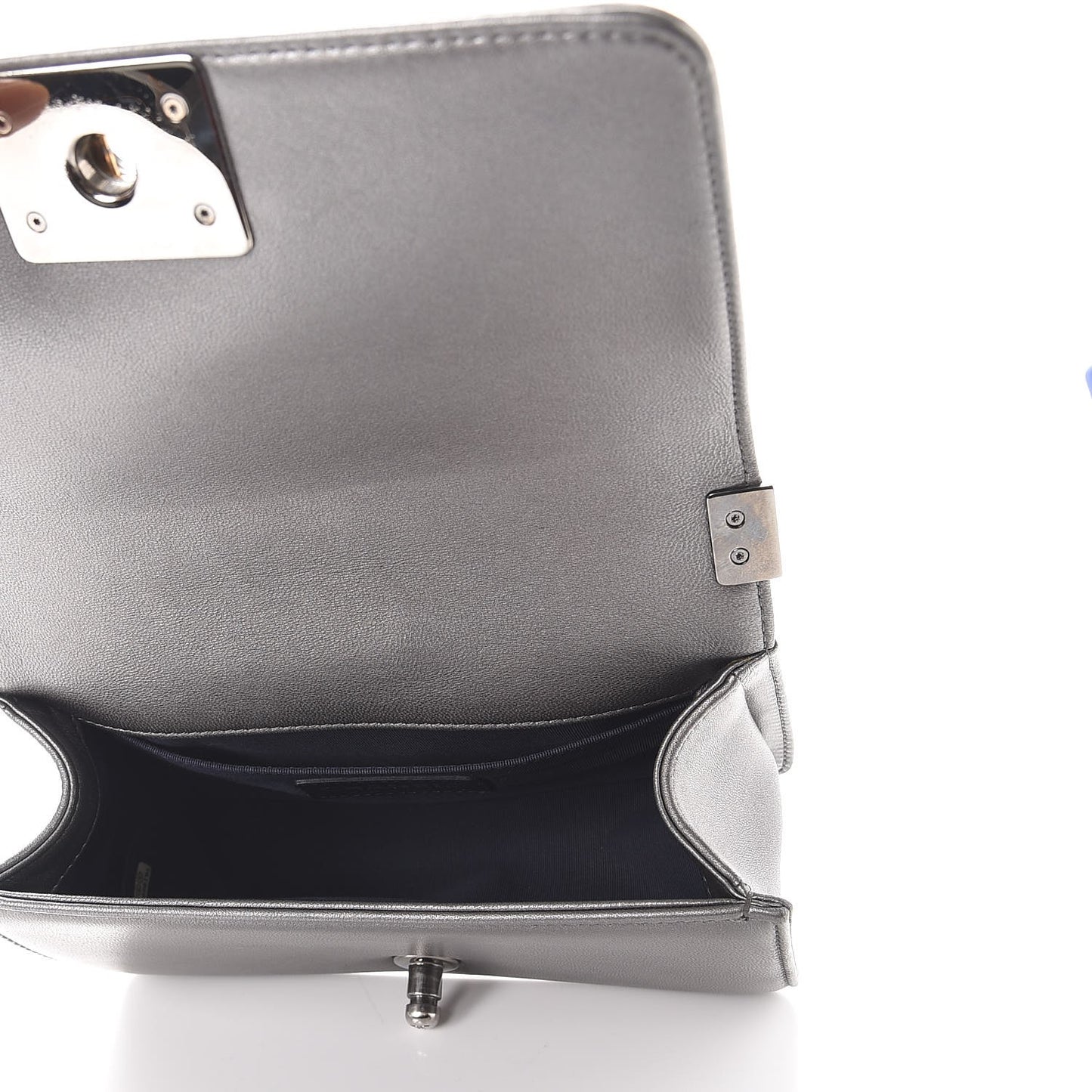 Lambskin Embossed Small Cube Boy Flap Grey