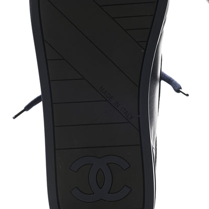 Chanel Lambskin Logo High Top Sneakers 42 Navy Black 6 of 8