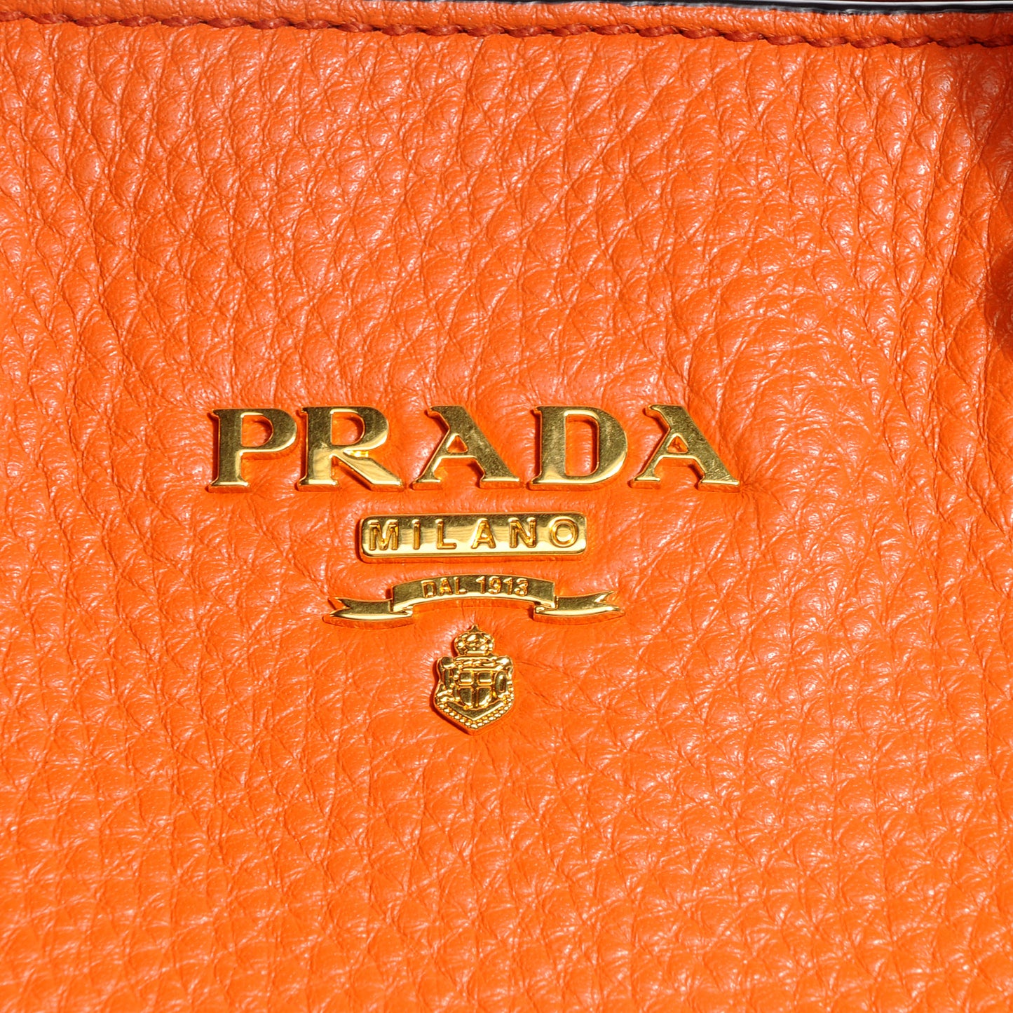 Vitello Daino Leather Shopping Tote Papaya