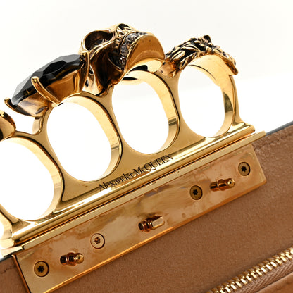 Alexander McQueen Calfskin Crocodile Embossed Knuckle Flat Clutch Black Gold 9 of 9