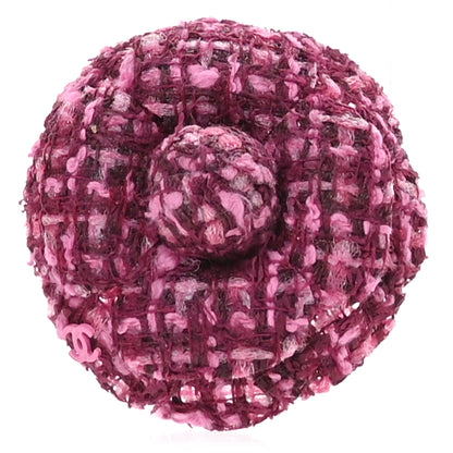 Chanel Tweed Camellia Pin Brooch Pink 1 of 3