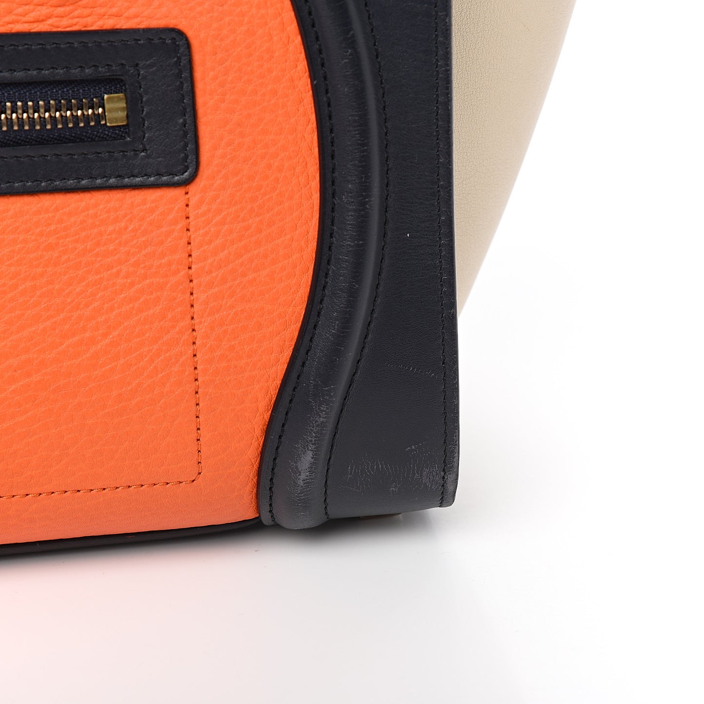 Smooth Calfskin Micro Tri-Color Luggage Bright Orange