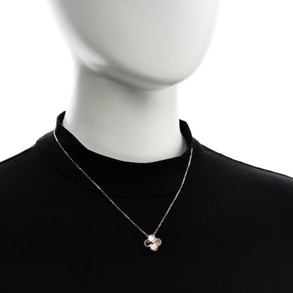 Van Cleef & Arpels 18K White Rose Gold Diamond Guilloche Vintage Alhambra Pendant Necklace 2 of 6