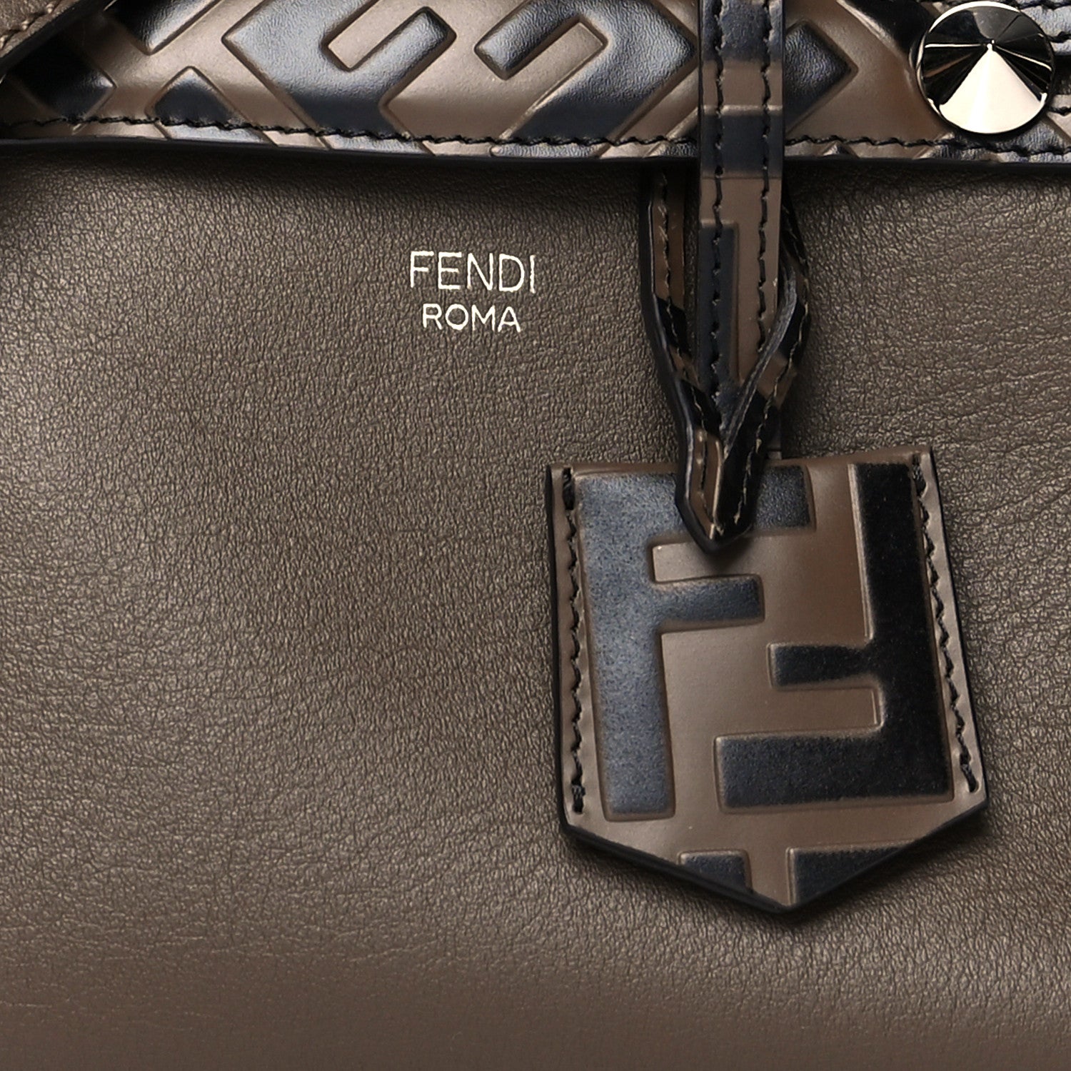 Fendi Vitello Dolce Bi-Color FF 1974 Embossed Mini By The Way Boston Bag Maya Black 9 of 13