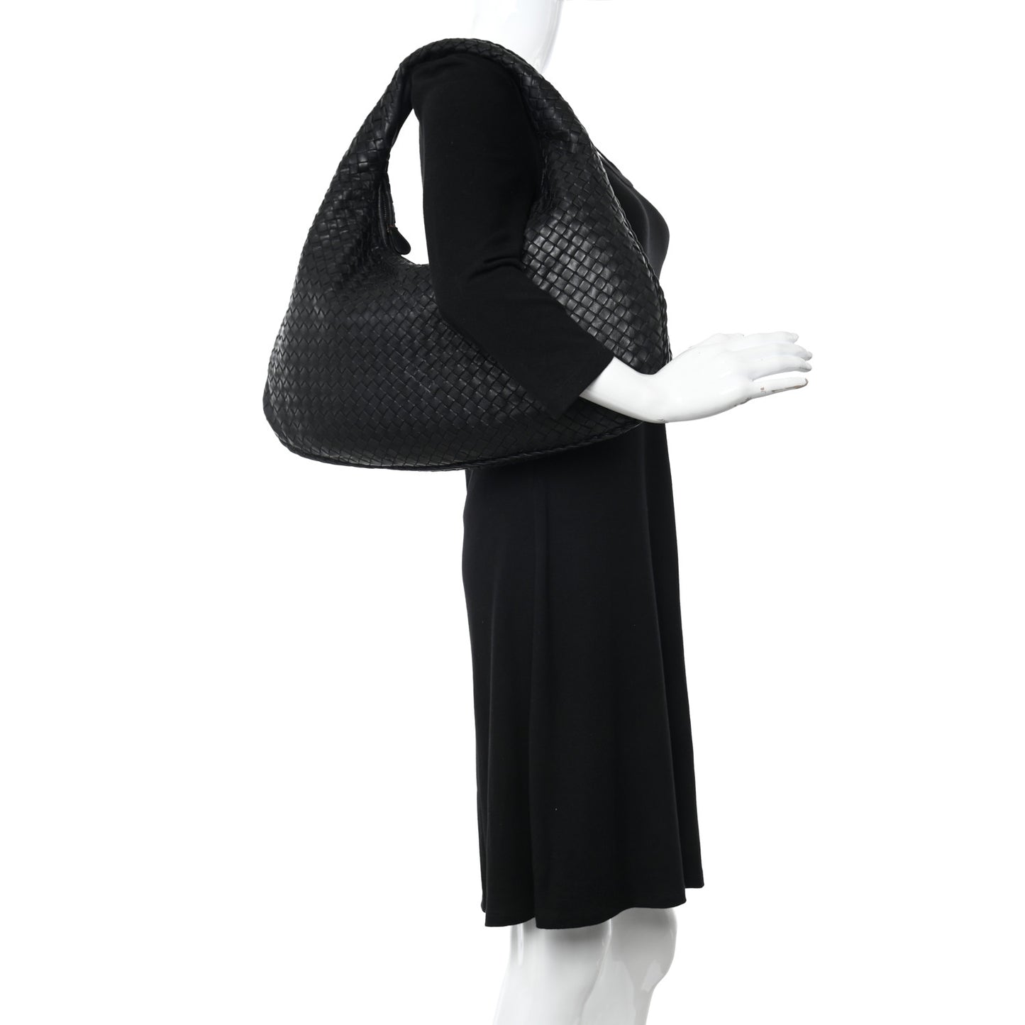 Nappa Intrecciato Large Veneta Hobo Black