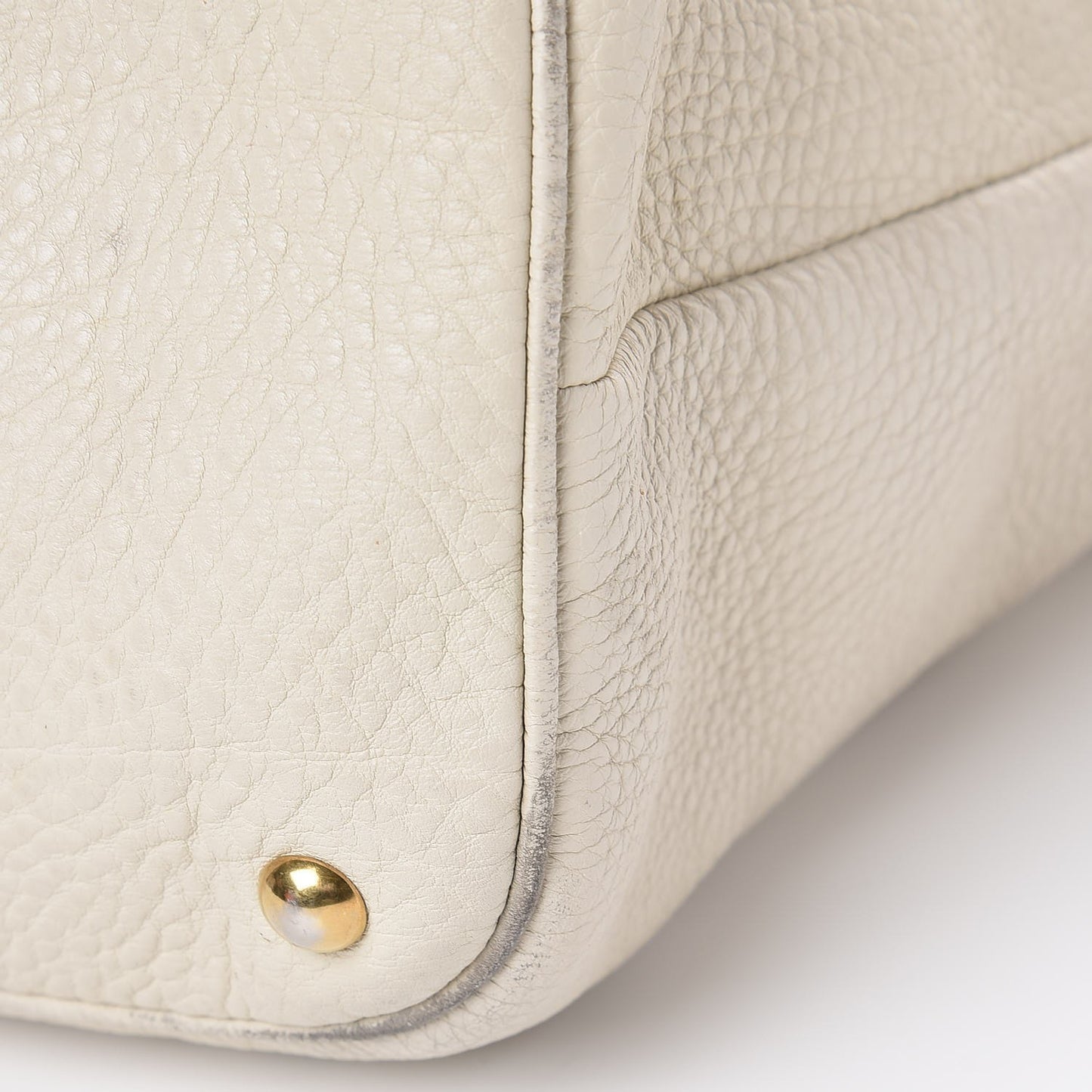 Pebbled Calfskin Twill Medium Top Handle Satchel White