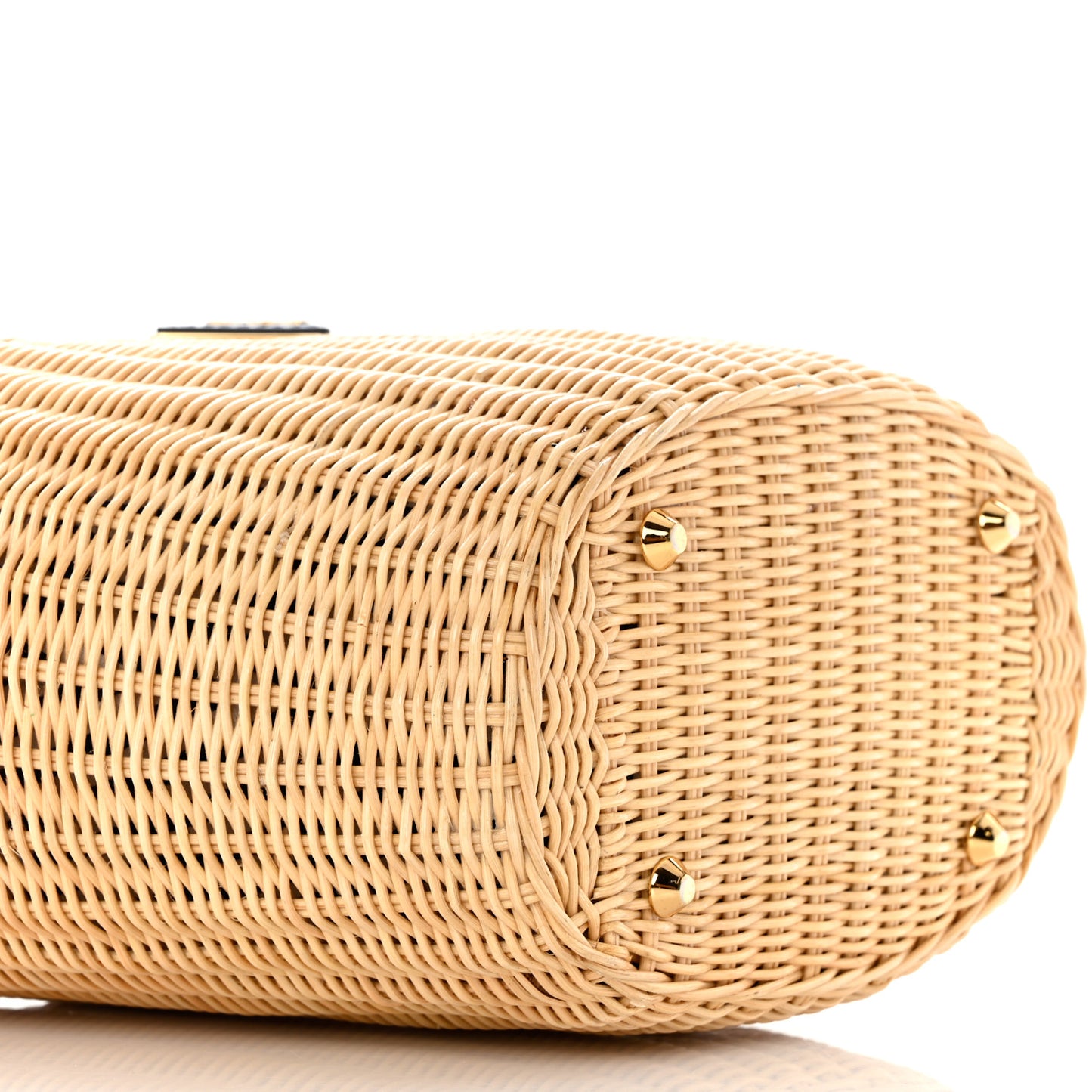 Wicker Canvas Shoulder Bag Naturale Bluette