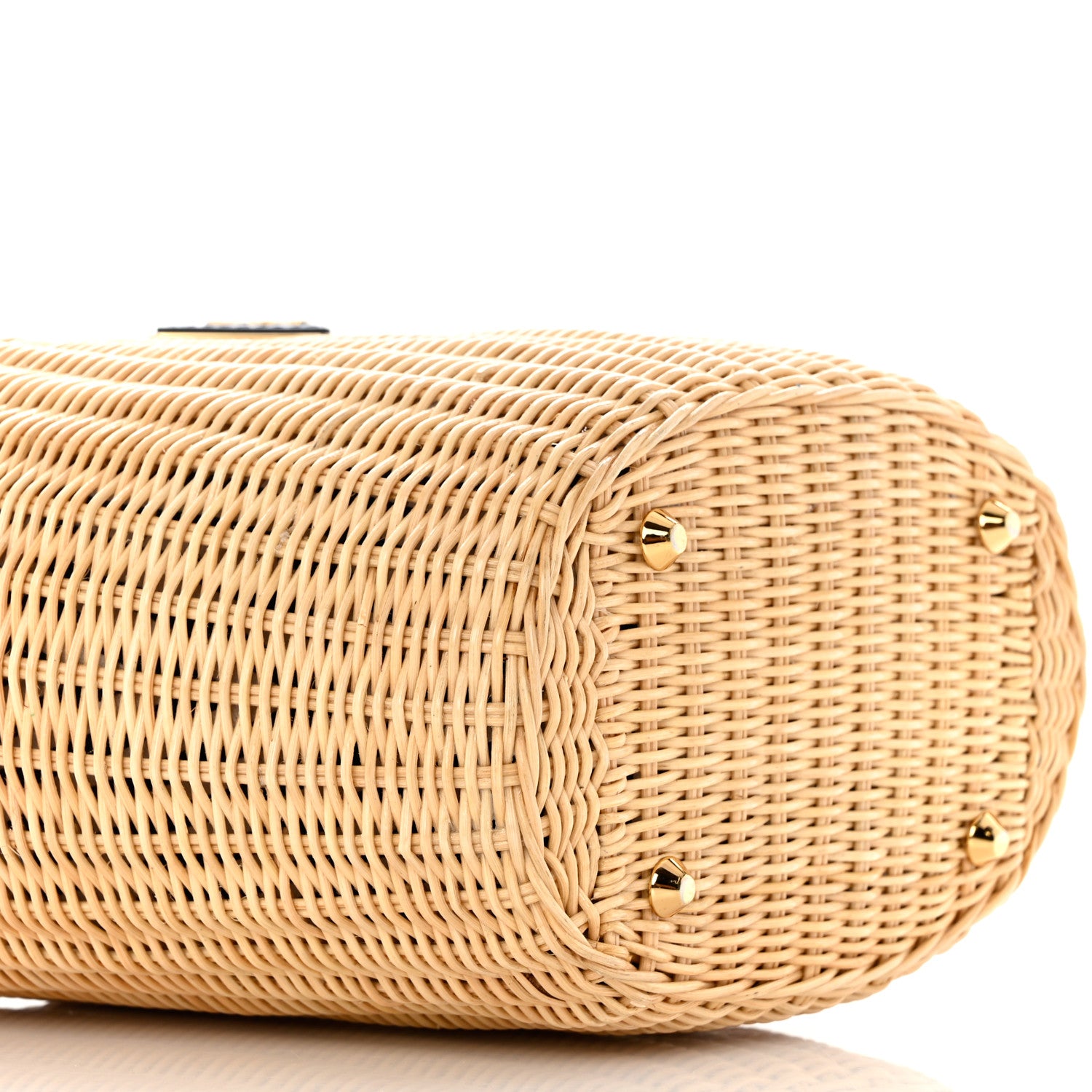 Prada Wicker Canvas Shoulder Bag Naturale Bluette 9 of 11