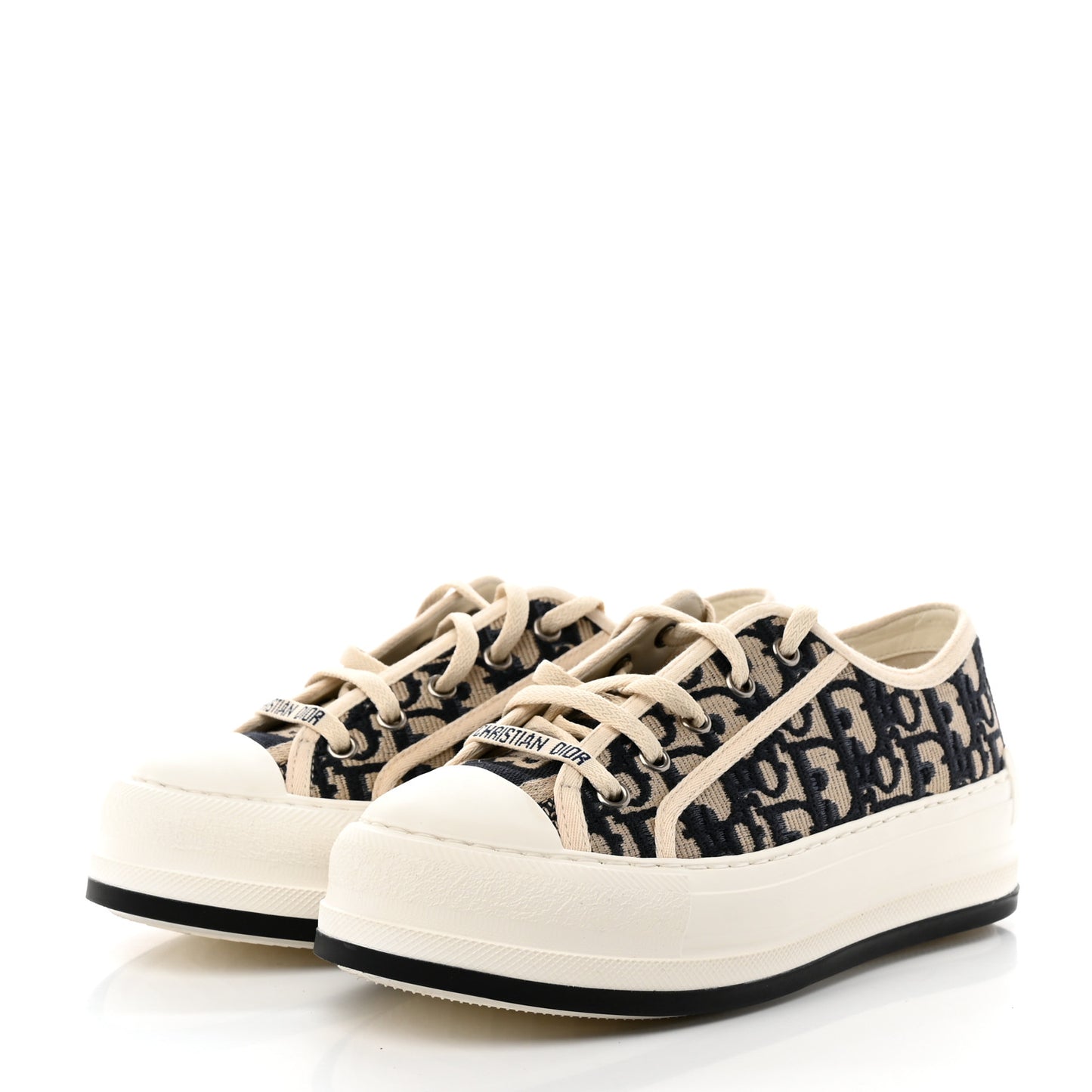 Canvas Oblique Walk'N'Dior Low Top Sneakers 36.5 Deep Blue