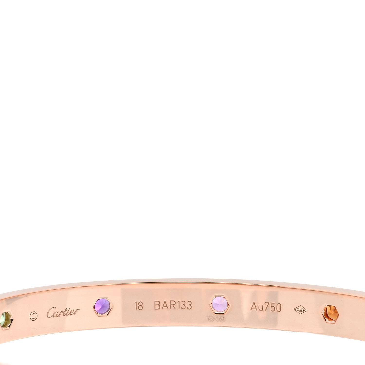 Cartier 18K Pink Gold Sapphire Garnet Amethyst LOVE Bracelet 18 3 of 7