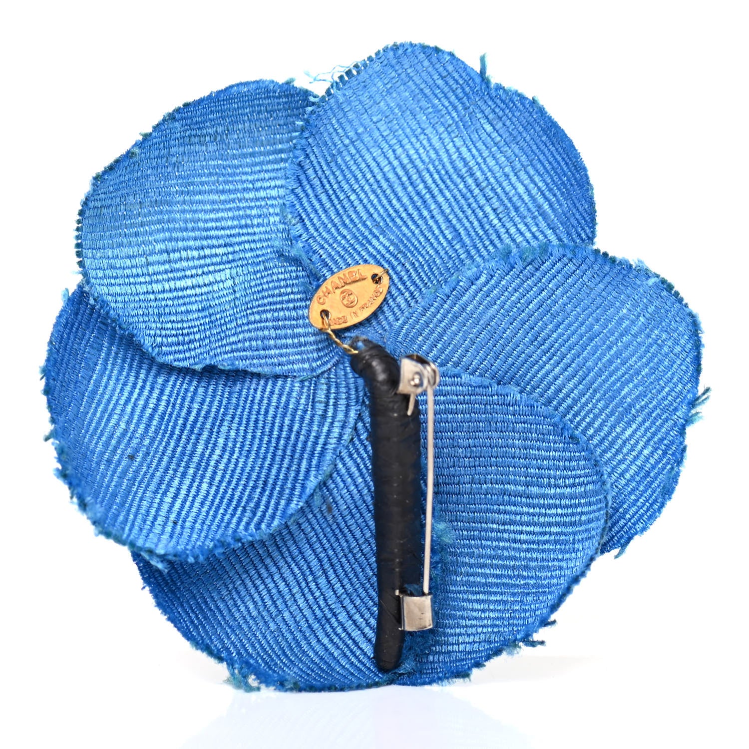 Chanel Denim Camellia Pin Brooch Navy Black 2 of 4