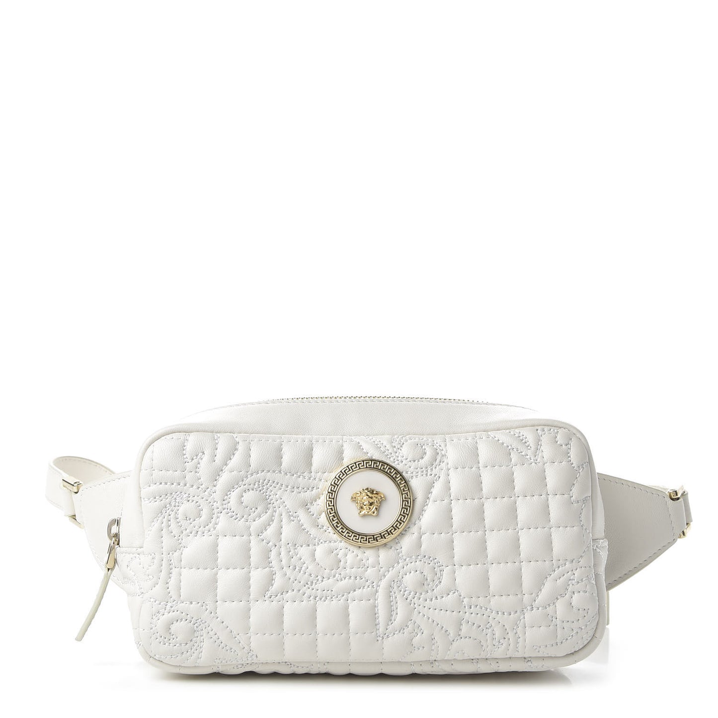 Nappa Barocco Quilted Vanitas Medea Belt Bag White