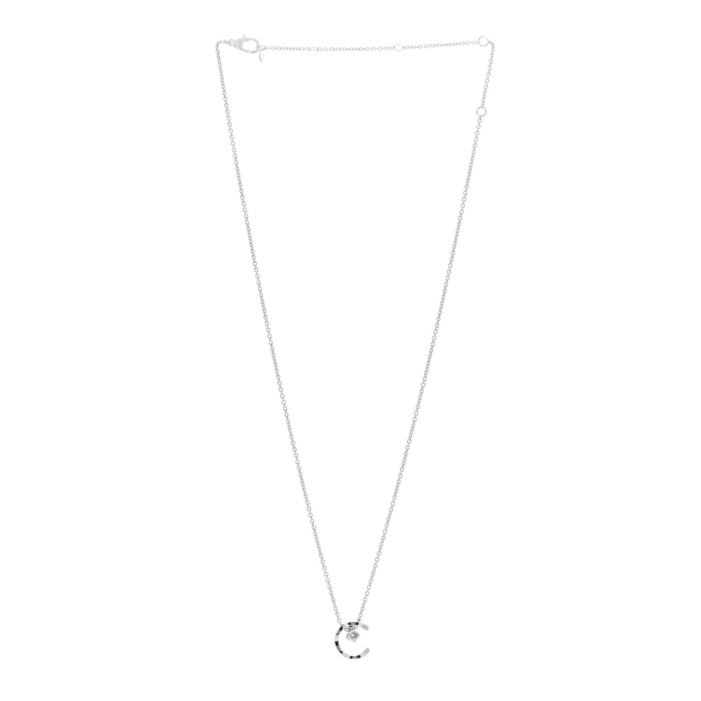 18K White Gold Diamond Coco Crush C Necklace