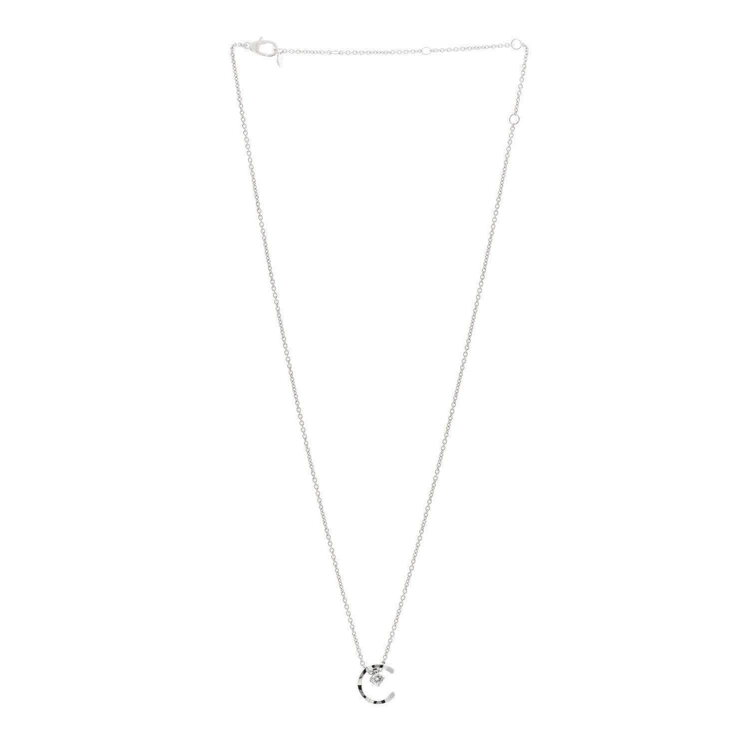 Chanel 18K White Gold Diamond Coco Crush C Necklace 2 of 4