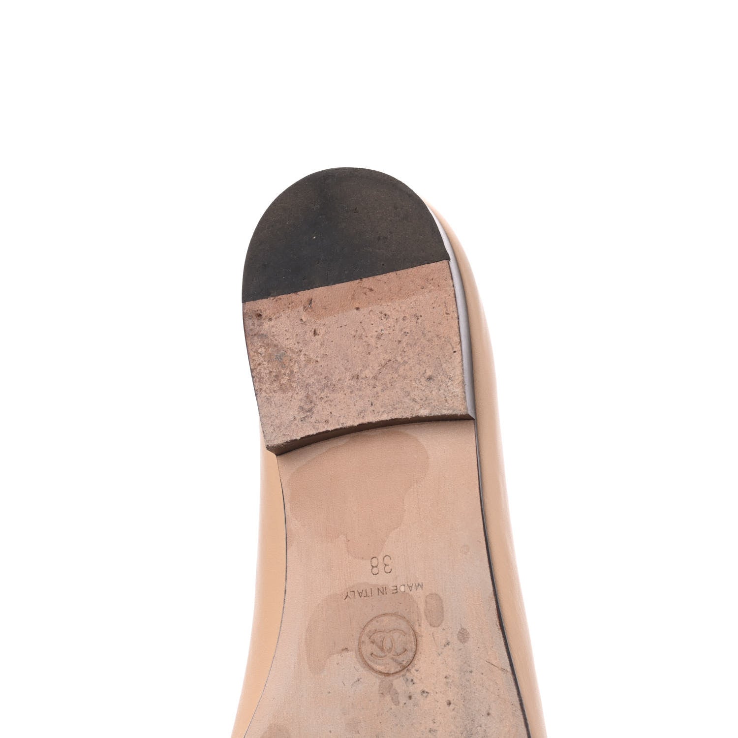 Chanel Lambskin Cap Toe CC Ballerina Flats 38 Beige Black 18 of 19
