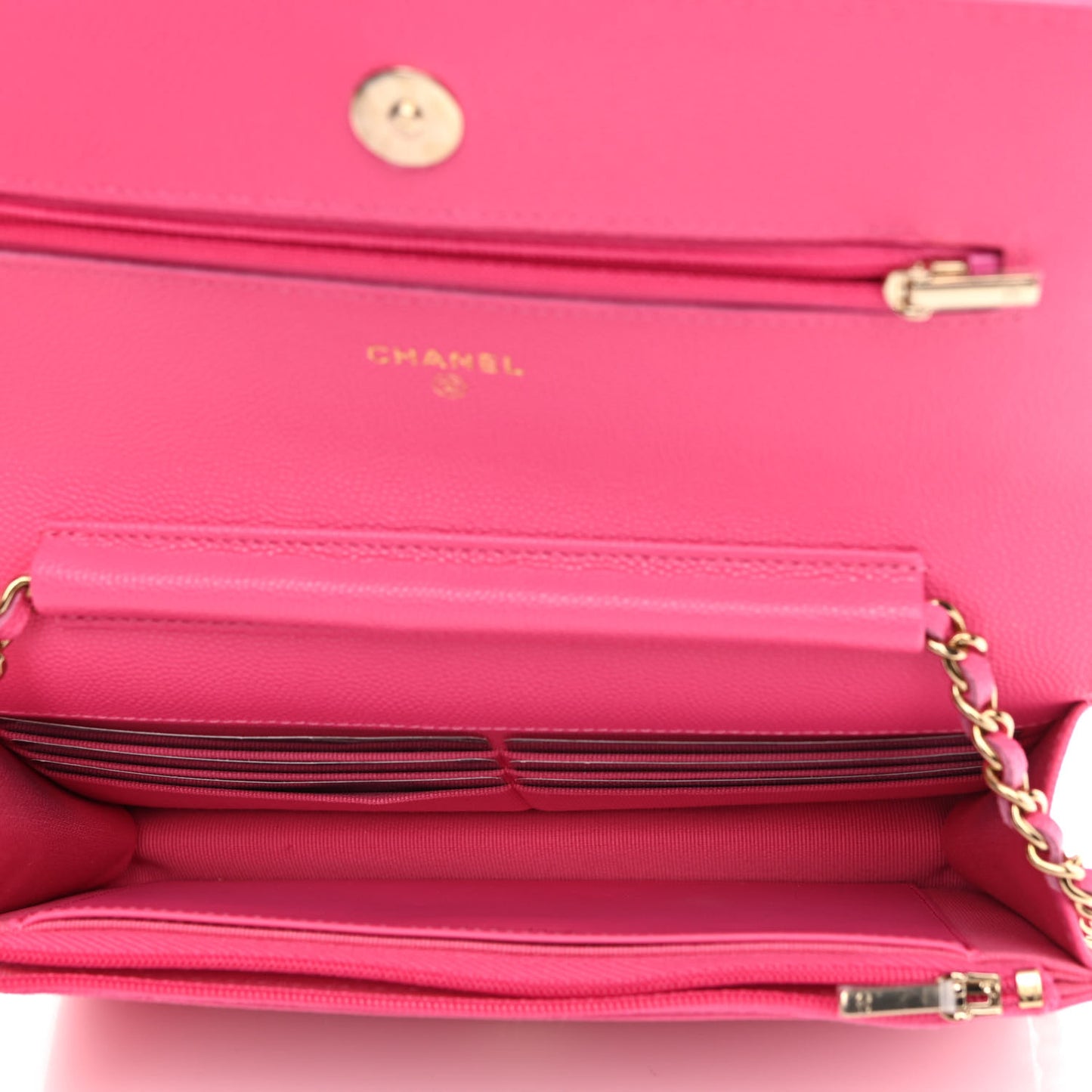 Caviar Quilted Wallet On Chain WOC Fuchsia
