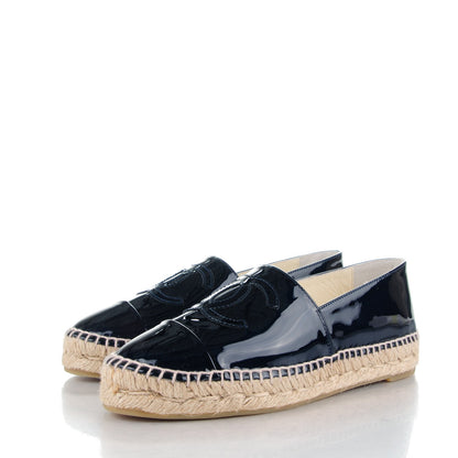 Chanel Patent CC Espadrilles 37 Navy 3 of 10