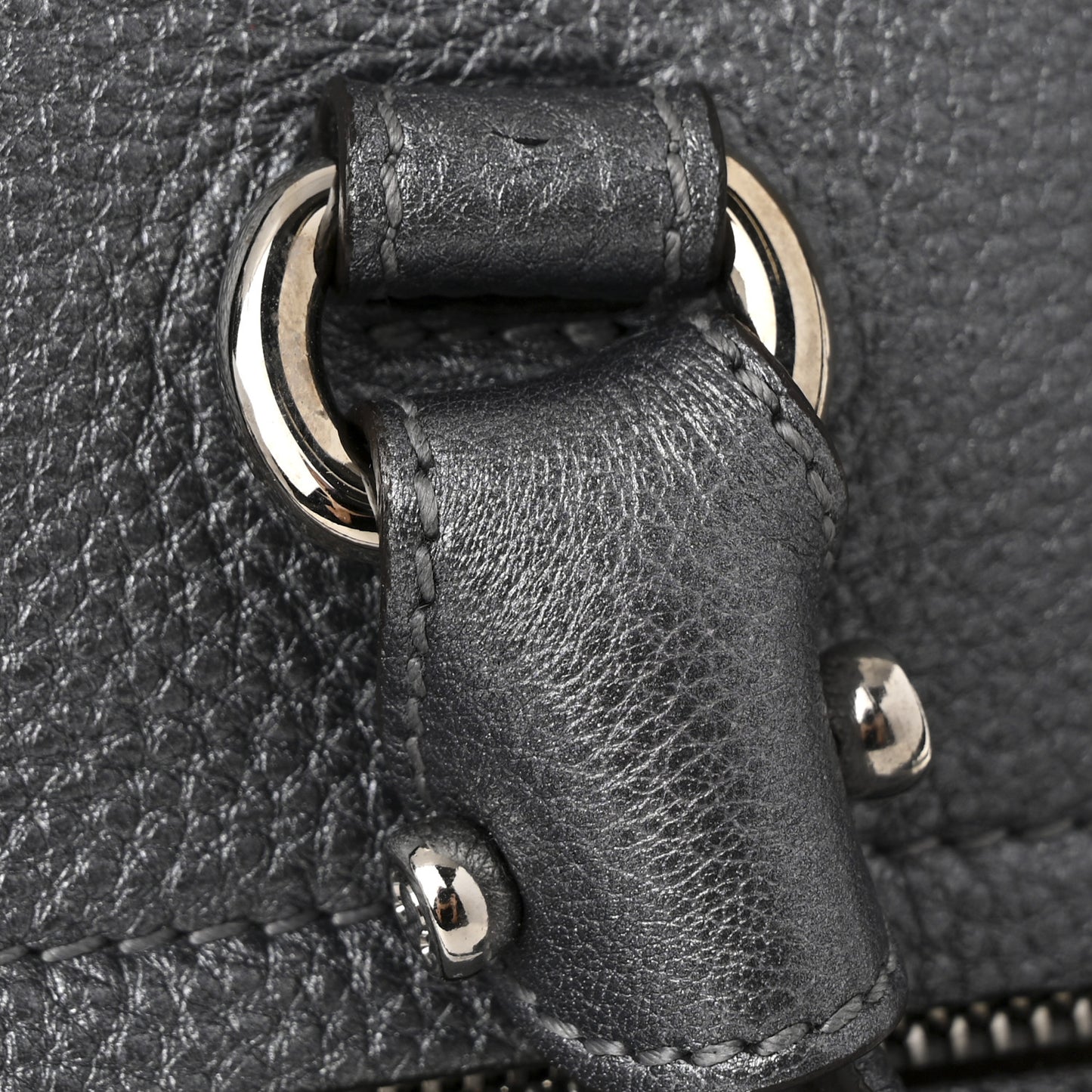 Grained Calfskin Large Sofia Convertible Tote Acciaio