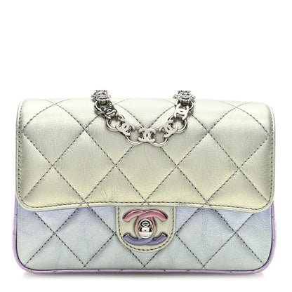 Chanel Gradient Metallic Calfskin Quilted Clutch Silver Blue Yellow Purple 1 of 10