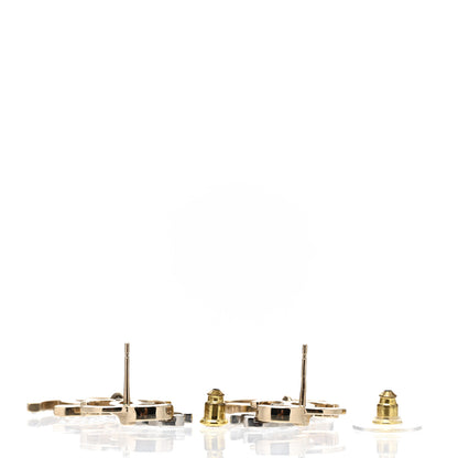 Chanel Crystal Pearl Double CC Drop Earrings Gold Silver 3 of 5