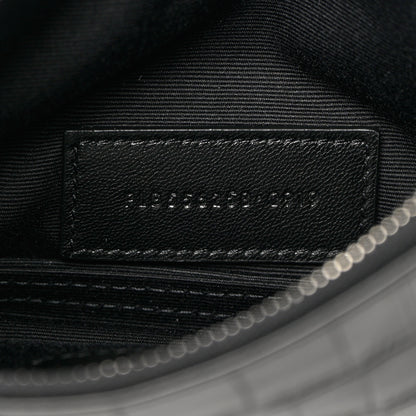 Saint Laurent Calfskin Crocodile Embossed Zip Pouch Black 7 of 9