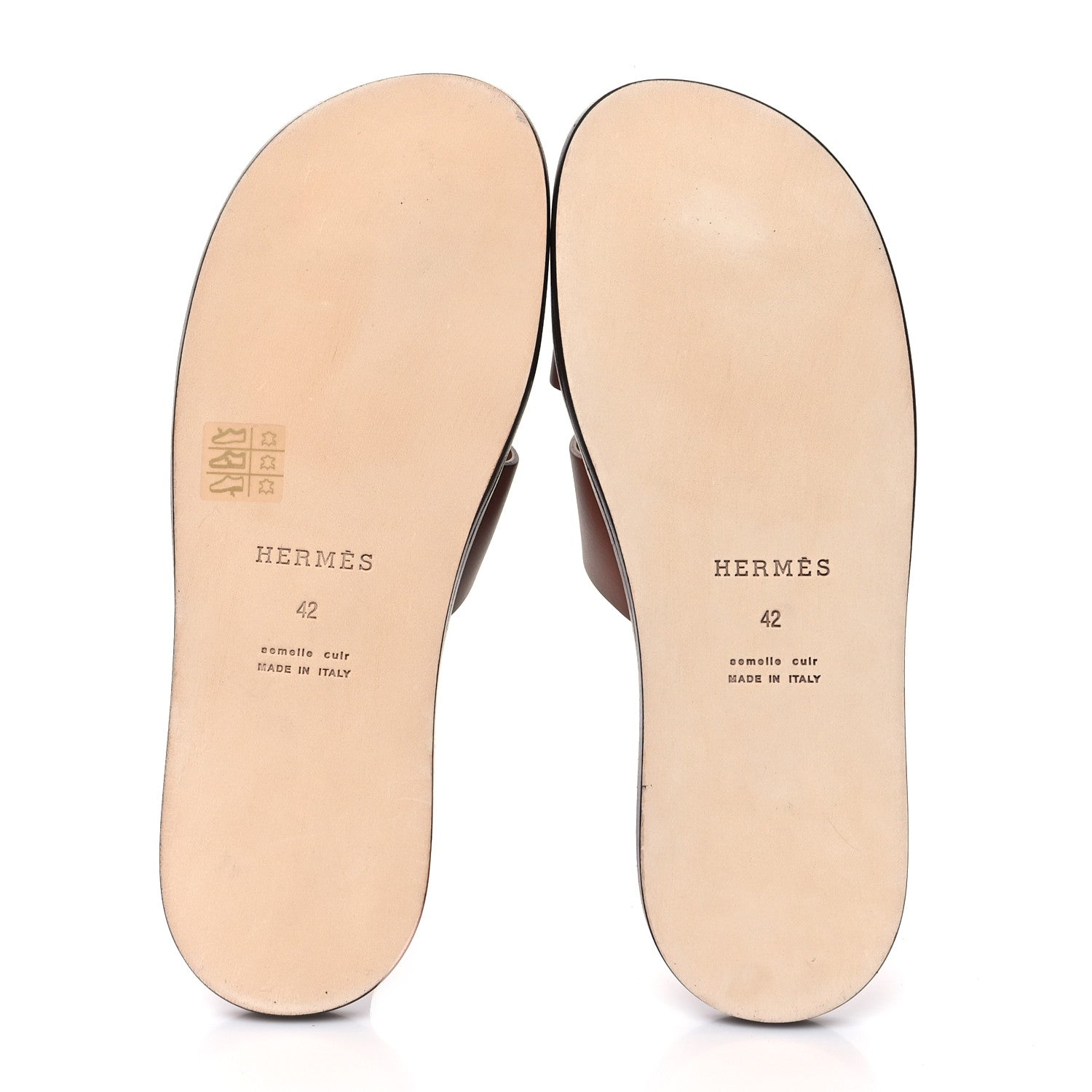 Hermes Calfskin Mens Izmir Sandals 42 Gold 5 of 9