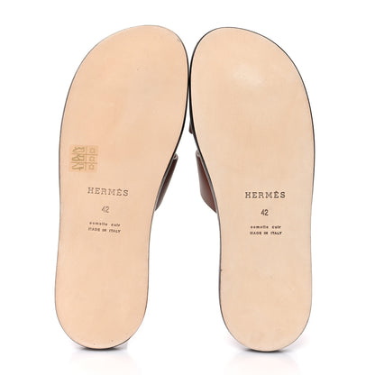 Hermes Calfskin Mens Izmir Sandals 42 Gold 5 of 9