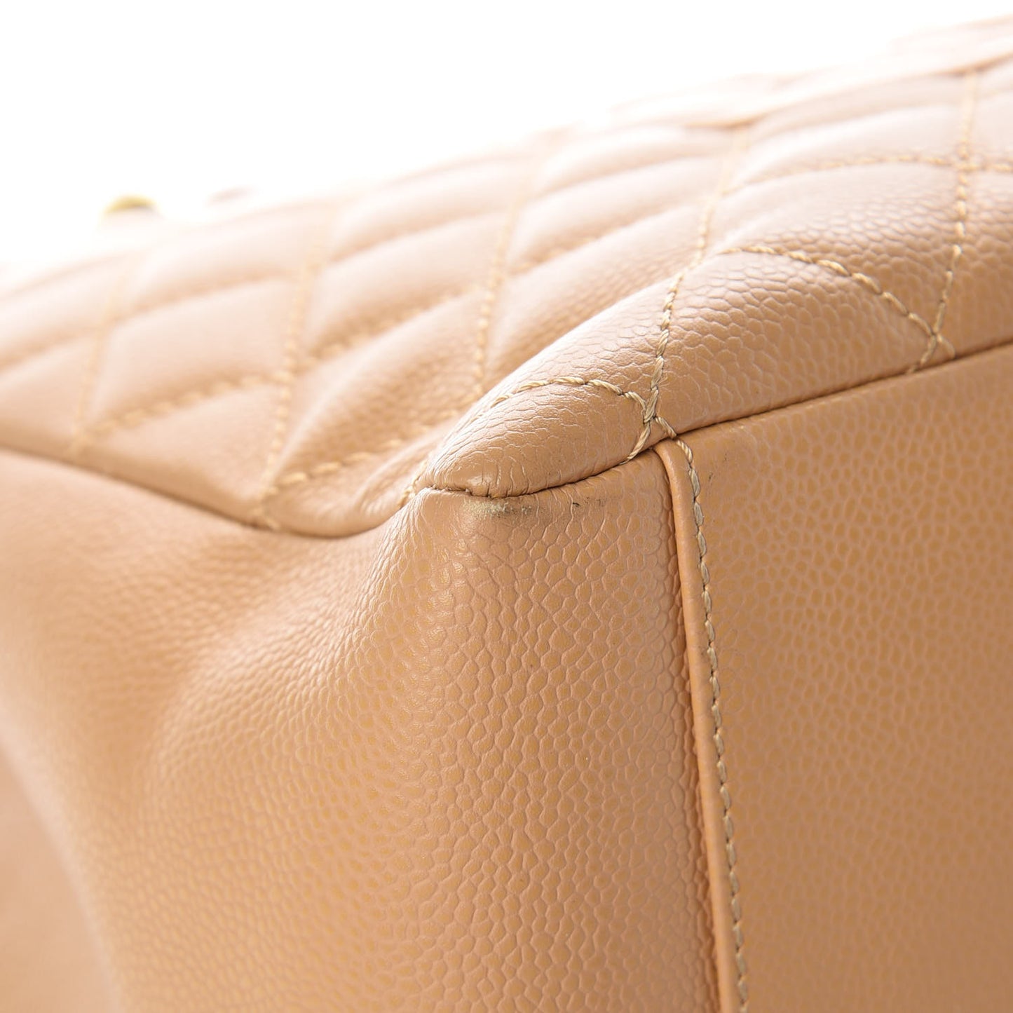 Caviar Quilted Grand Shopping Tote GST Beige