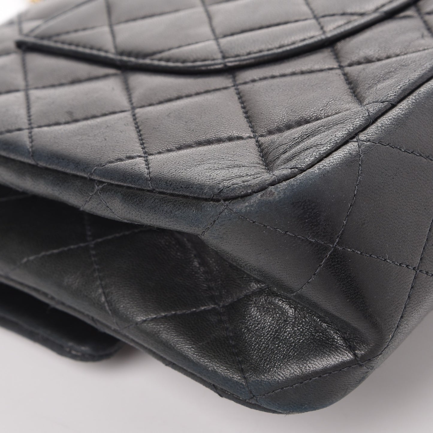 Lambskin Quilted Medium Double Flap Black